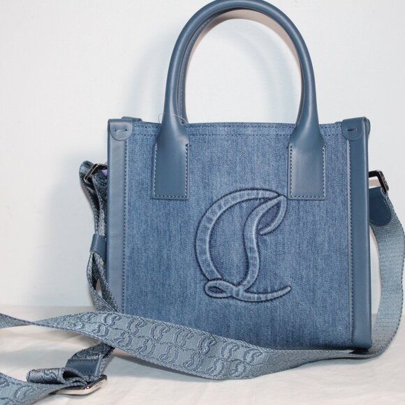 CHRISTIAN LOUBOUTIN By My Side Mini Denim Tote Shoulder Crossbody Bag - Picture 5 of 10